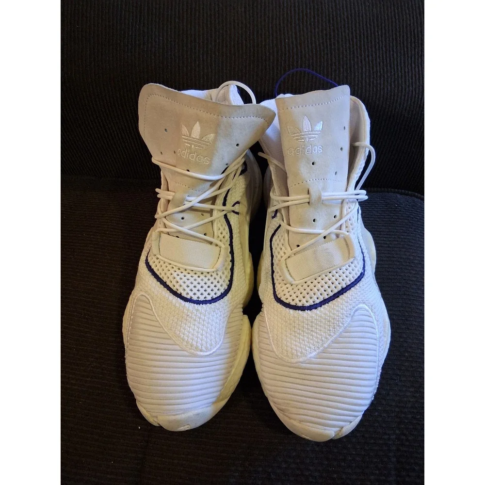 Adidas Crazy BYW LVL 1 Cloud White Purple CQ0992 Mens 13‎ Basketball Shoes
